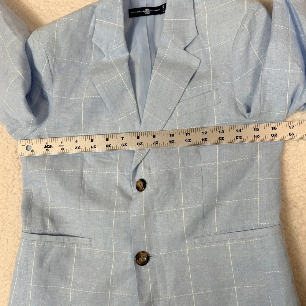 Brown Bowen & Company Youth 12-14 Linen Cotton Gentlemans Jacket Blue Blazer